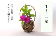 手まり一輪 篭 花篭 花 籠 竹籠 かご 伊予伝統工芸 ヤチャラ編み ランプシェード 一輪挿し インテリア 可愛い 愛媛県 松山市
