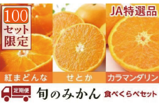【先行受付】 JAえひめ中央 ★100セット限定★JA特選品 旬のみかん食べ比べセット 3回定期便（12月・1～2月・4～5月お届け）(1)紅まどんな (2)せとか (3)カラマンダリン 数量限定 おすすめ 人気