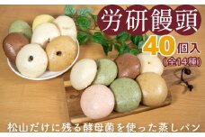 労研饅頭（ろうけんまんとう） 40個 全14種類 パン 蒸しパン 菓子パン お取り寄せスイーツ おやつ 和スイーツ あんこ 製菓 冷凍食品 酵母 酵母菌 ギフト 愛媛県 松山市