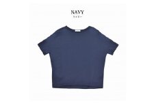 【ネイビー】レディース綿・モダール半袖デザインＴシャツ（FL23SS-0011W）【サイズ XL】