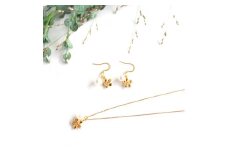 さくらひめパールネックレス&ピアス/ゴールド 2点セット | 大人 おしゃれ アクセサリー プレゼント ギフト ジュエリー 贈り物 誕生日 お祝い 結婚式 シンプル パール パールリング 真珠 アクセ レディース 女性 愛媛県 愛媛 松山市