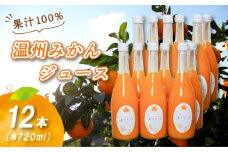 温州みかんジュース 720ml × 12本 果汁100% 無添加 ストレートジュース 数量選択可 | みかんジュース 果汁100% みかんジュース ストレート 100% ジュース 柑橘 果汁飲料 みかんジュース NPO法人農音 愛媛県 松山市 中島