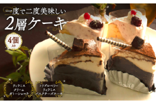 【カットケーキ 2種類 4個】 1度で2度美味しい！ボリュームたっぷり 2層ケーキ ホールケーキ  Orcival  |  ティラミス ベリー いちご ケーキ  チョコレート スイーツ 手作り 種類 お取り寄せ 日持ち 冷凍 焼菓子 洋菓子 愛媛 松山 