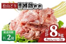 【定期便2回】松山どり もも肉 2kg×2パック×2回 計8kg |  定期便 国産 鶏肉 小分け 若鶏 冷凍 愛媛県 松山市 株式会社ビージョイ