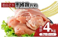松山どり むね肉 2kg×2パック 計4kg | 国産 鶏肉 小分け 若鶏 冷凍 愛媛県 松山市 株式会社ビージョイ