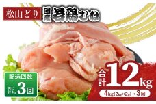 【定期便3回】松山どり むね肉 2kg×2パック×3回 | 定期便 国産 鶏肉 小分け 若鶏 冷凍 愛媛県 松山市 株式会社ビージョイ