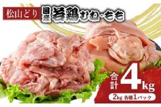 松山どり むね 2kg×1パック もも肉 2kg×1パック 計4kg | 国産 鶏肉 小分け 若鶏 冷凍 愛媛県 松山市 株式会社ビージョイ
