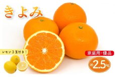 【先行予約】 きよみ  家庭用(優品) 約2.5kg ＆ 瀬戸内海の島レモン3玉 | みかん オレンジ ミカン mikan 柑橘 かんきつ レモン 檸檬 れもん フルーツ 【2026年3月中旬頃から発送予定】新鮮 柑橘 ふるーつ 果物 くだもの 農家直送 産地直送 期間限定 愛媛県 松山市 ココオ Koko'o 
