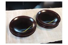 溜ケーキ皿二色ライン5客（桜井漆器）【VE00450】