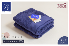 カラーパレット フェイスタオル12枚セット（ダークブルー） タオル美術館 [I001720FT12DB]