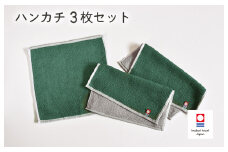 （今治タオルブランド認定品）キャンバスタオル ハンカチ 3枚セット（グリーン）【I002150HT3G】