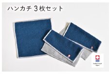 （今治タオルブランド認定品）キャンバスタオル ハンカチ 3枚セット（ネイビー）【I002150HT3NV】