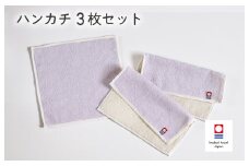 （今治タオルブランド認定品）キャンバスタオル ハンカチ 3枚セット（パープル）【I002150HT3PU】