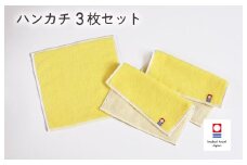 （今治タオルブランド認定品）キャンバスタオル ハンカチ 3枚セット（イエロー）【I002150HT3Y】