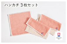 （今治タオルブランド認定品）キャンバスタオル ハンカチ 3枚セット（コーラル）【I002150HT3CO】