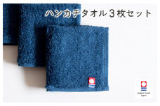 （今治タオルブランド認定品）今治ベーシックタオル ハンカチタオル 3枚セット（ネイビー）【I002130HT3NV】