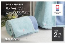（今治タオルブランド認定品）DAILY PRAIRIE リバーシブルビッグバスタオル 2枚セット （ミント／ブルー） [I002960BBT2MT/B] 今治タオル タオル 今治バスタオル ビッグバスタオル ギフト ギフトセット お祝い 贈り物 日本製