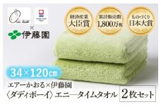 （今治タオルブランド認定品） エアーかおる × 伊藤園 ダディボーイ エニータイムタオル  同色2枚セット〈グリーン〉 [I003420ST2G] えあーかおる 今治バスタオル ふんわり 伊藤園