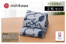 （今治タオルブランド認定）スヌーピーピーナッツ Happy face BT ガーゼパイル 2枚（ブルー）PN5602TW【I003700BT2B】