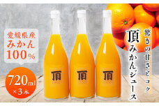 頂みかんジュース3本入り(720ml×3本)＜C31-24＞_ みかんジュース みかん オレンジ ミカン 蜜柑 愛媛県 国産 果汁100％ 100％ ストレート 甘い 完熟 柑橘 ジュース 飲料 オレンジジュース フルーツ 果物 3本 送料無料 【1081310】