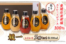 ＜熨斗つき＞媛一・柑橘果汁100%ストレートジュース・おまかせ5本セット＜C24-30＞【1517939】
