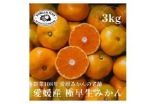 創業百八年 愛媛みかんの老舗＜極早生みかん3kg＞愛媛県川上産＜新口農園＞＜A70-66＞【1615054】