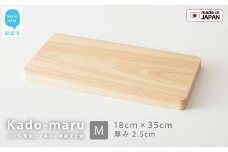 国産無垢ひのき一枚板 手づくりまな板「かどまる」Mサイズ 18×35cm 無添加 無塗装 ギフトにも【四国加工】