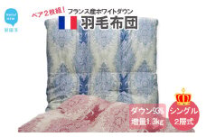 ペアでお届け  羽毛布団 ペア シングル （G-07）2枚 セット フランス産ホワイトダウン93％ ツインキルト2層式 抗菌 防臭