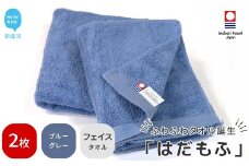 【今治タオル】 はだもふ フェイスタオル 2枚 セット 【5SECONDS】 ふわふわ もふもふ 自宅用 日本製 綿100% (ブルーグレー)