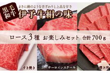 ★ロースお楽しみセット★ 伊予牛絹の味 ロース 3種セット (ステーキ&すき焼き&焼肉) (冷凍）