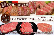全5回定期便 【配送日時指定可・冷蔵】★ロイヤル★ 伊予牛絹の味 ロイヤルステーキコース (冷蔵) ※関東以北・沖縄へのお届けは冷凍となります