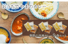 「おうちでやまのカレー」 季節の冷凍カレー9食セット 200g×9袋　カレー スパイス 薬膳 アーユルヴェーダ グルテンフリー 冷凍