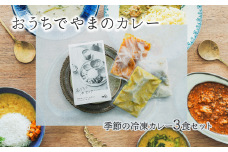 「おうちでやまのカレー」 季節の冷凍カレー3食セット 200g×3袋 専用BOX入り　カレー スパイス 薬膳 アーユルヴェーダ グルテンフリー 冷凍