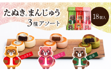 西条銘菓 「たぬきまんじゅう」 3種アソート 18個入 （3種 各6個） つぶあん いちご 抹茶　詰め合わせセット 和菓子 スイーツ まんじゅう 饅頭 粒あん 小分け 個包装 一口サイズ 