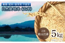令和6年産 「 自然栽培米（玄米）5㎏ 」 愛媛県西条市産 品種：松山三井　玄米 米 コメ 5キロ 自然栽培