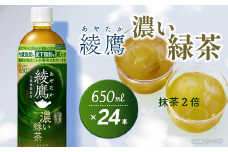 綾鷹 濃い緑茶 650mlPET 24本入り  1ケース ｜ お茶 緑茶 濃い 綾鷹 機能性表示食品 茶カテキン ペットボトル 1箱 愛媛県 西条市