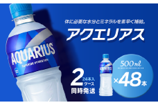 アクエリアス 500mlPET 48本（24本入×2ケース） ｜ スポーツドリンク アクエリ 水分補給 熱中症対策 清涼飲料水 飲料 ペットボトル 2箱 愛媛県 西条市 送料無料