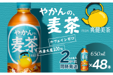 やかんの麦茶 from 爽健美茶 650mlPET 48本（24本入×2ケース） ｜ お茶 麦茶 カフェインゼロ 爽健美茶 清涼飲料水 飲料 ペットボトル 2箱 愛媛県 西条市 送料無料