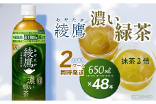 綾鷹 濃い緑茶 650mlPET 48本（24本入×2ケース） ｜ お茶 緑茶 濃い 綾鷹 機能性表示食品 茶カテキン ペットボトル 2箱 清涼飲料水 飲料 愛媛県 西条市 送料無料