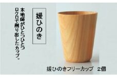 媛ひのきで彩る日常の一杯！媛ひのきフリーカップ×2個セット 木製 木目 カップ ひのき タンブラー 愛媛県大洲市/一般社団法人キタ・マネジメント（おおず赤煉瓦館）[AGCO104]