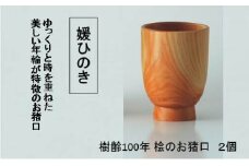 媛ひのきで彩る日常の一杯！媛ひのきお猪口×2個セット 木製 木目 カップ 御猪口 おちょこ 愛媛県大洲市/一般社団法人キタ・マネジメント（おおず赤煉瓦館）[AGCO105]