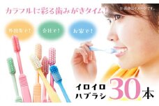 家用、会社用、お出かけ用！カラフルな色で生活を華やかに♪イロイロハブラシ 30本セット 愛媛県大洲市/株式会社アイテック [AGAX001]歯ブラシ 歯磨き 歯みがき 日用品 使い捨て