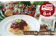 野菜定期便（サラダ野菜・ミートソース）【全6回】シェフの目線で厳選！ サラダ野菜セット×シェフ自慢のミートソース（135g×5袋） 大洲市/（有）ヒロファミリーフーズ [AGBX030] 野菜定期便 野菜 定期便 野菜 詰め合わせ ミートソース スパゲッティ サラダ  野菜