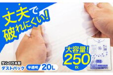 袋で始めるエコな日常！地球にやさしい！ダストパック 20L 半透明（10枚入）✕25冊セット 愛媛県大洲市/日泉ポリテック株式会社 [AGBR048]ポリゴミ袋 ポリごみ袋 エコゴミ袋 エコごみ袋