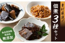 凝縮された素材のうまみ！食品添加物・保存料無添加！こだわり食材の佃煮3種セット 愛媛県大洲市/iino assemble [AGAA002]無添加 佃煮 つくだに おかず