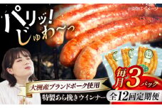 【全12回定期便】 特製ウインナー（5本入り）×3袋 合計360g ブランドポーク『オズの箱入り娘』使用！ 豚肉 小分け ウインナー ウインナーセット ウインナーソーセージ ウィンナー 愛媛県大洲市/株式会社オズメッセ [AGAZ075]