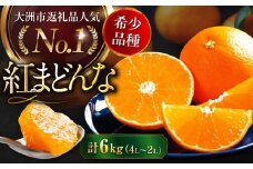 【先行予約】【11月下旬から順次発送】 愛媛県限定栽培みかん！ 紅まどんな 約6kg（4L〜2Lサイズ 8〜12玉入 計3kg×2箱）化粧箱入 みかん 6kg 紅マドンナ愛媛県大洲市/愛媛たいき農業協同組合 [AGAO016]