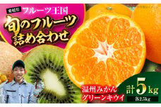 【先行予約】【12月上旬より順次発送】 今が旬！ フルーツ詰め合わせ （ 温州みかん グリーンキウイ 各2.5kg ） 果物 くだもの みかん キウイ キウイフルーツ 愛媛 みかん 愛媛県大洲市/玉川農園 [AGBC010]