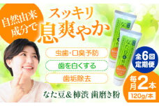 【全6回定期便】自然由来成分でお口スッキリ！なた豆＆柿渋　歯磨き粉　120ｇ×2本セット　ハミガキ粉 歯ブラシ オーラルケア 口腔ケア 歯周病予防 愛媛県大洲市/サンユー商店 [AGCS004]