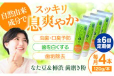 【全6回定期便】自然由来成分でお口スッキリ！なた豆＆柿渋　歯磨き粉　120ｇ×4本セット　ハミガキ粉 歯ブラシ オーラルケア 口腔ケア 歯周病予防 愛媛県大洲市/サンユー商店 [AGCS007]